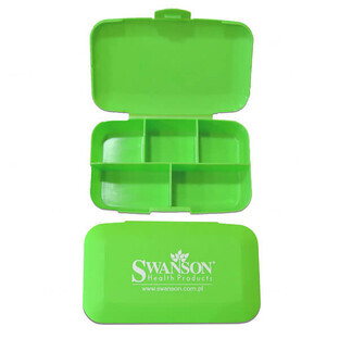 Swanson Pill Box, daily medicine box, 5 chambers, green