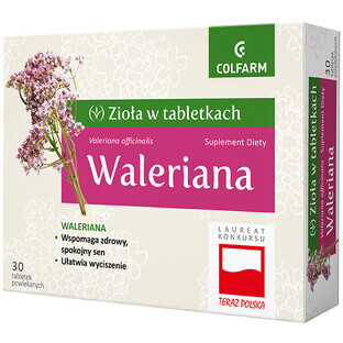 Hierbas en comprimidos Valeriana, 30 comprimidos recubiertos con película