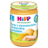 Plato HiPP Bio, puré de patatas con maíz y pavo, después de 5 meses, 190 g.