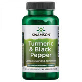 Swanson Full Spectrum Turmeric &amp; Black Pepper, curcuma et poivre noir, 60 gélules végétales