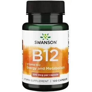 Swanson B-12 cu folat, vitamina B12 și acid folic, aromă de căpșuni, 100 pastile