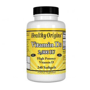 Healthy Origins, Vitamina D3 2000 UI, in olio d'oliva, 240 capsule