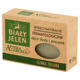 White Deer Allergy Pharmacy, natural dermatological soap, oily and combination skin, green clay, 125 g