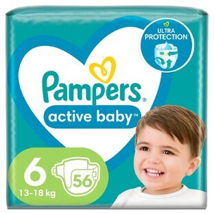 Pampers Active Baby, diapers, size 6, 13-18 kg, 56 pcs