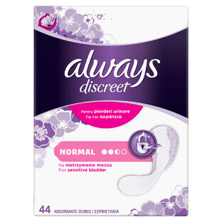 Always Discreet, protections pour l'incontinence, Normal, 44 pièces