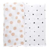 Maternity, cotton muslin cover, 100 x 120 cm, pink dots, 2 pieces