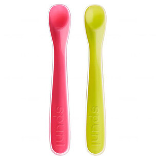 Spuni feeding spoon, level 2, lime and pink, from 8 months, 2 pieces