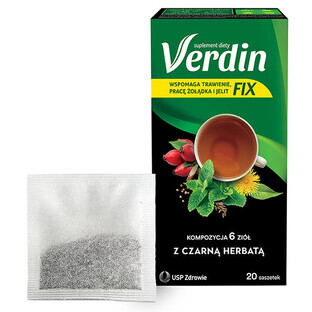 Verdin Fix, miscela di erbe con tè nero, 20 bustine