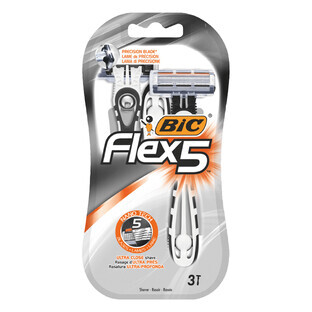 BIC Flex 5 Men's Razor Five-Blade Disposable 3-Piece