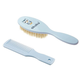 Ackuku, brosse à cheveux et peigne pour bébé, bleu, A0457