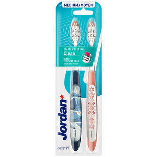 Jordan Individual Clean, toothbrush, medium, 2 pieces