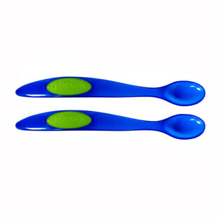 Dr Brown's, cucchiaio per pappa, blu, da 4 mesi, 2 pezzi