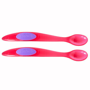 Dr Brown's, cucchiaio per pappa, rosa, da 4 mesi, 2 pezzi