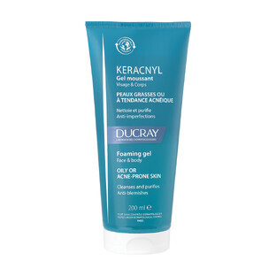 Ducray Keracnyl, foaming gel for face and body, 200 ml