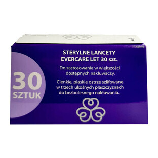 Evercare Let, sterile, disposable lancets, 30 pieces