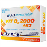 Allnutrition Vit D3 + K2, vitamin D 2000 IU + vitamin K 100 µg, 60 capsules