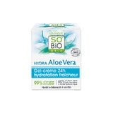 So'Bio Etic Hydra Aloe Vera, crema-gel viso idratante 24 ore, pelle normale e secca, 50 ml