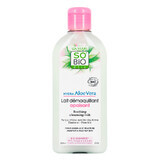 So'Bio Etic Hydra Aloe Vera, latte detergente lenitivo, pelle sensibile e reattiva, succo di aloe vera, 200 ml 