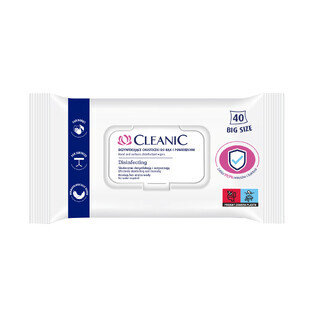 Cleanic hand and surface disinfecting wipes, 40 pcs