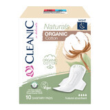 Cleanic Naturals Organic Cotton, organic cotton sanitary napkins with wings, Night, 10 pieces