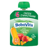 BoboVita Mousse in a tube, apple with peach and pumpkin, after 6 months, 80 g