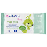 Cleanic Baby Eco Vege Milk, biodegradable wet wipes for babies and children, 50 pieces