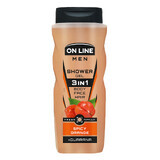 On Line Men, douchegel voor mannen 3in1, Pittige sinaasappel, 410 ml