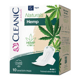 Cleanic Naturals Hemp, Organic Cotton & Hemp Fiber Sanitary Napkins, With Wings, Night, 10 Count