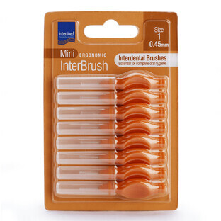 Scovolini interdentali Misura 1 0,45 mm Mini InterBrush ergonomico, 8 pezzi, Intermed