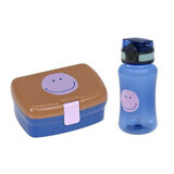 Little Gang tritan lunchbox en drinkfles, Smile Caramel - Blauw, Laessig