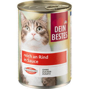 Dein Bestes Natvoer voor katten, rijk aan rundvlees in saus, 415 g