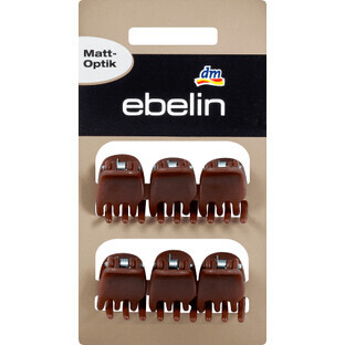 Ebelin Hair clips brown mat brown, 6 pcs