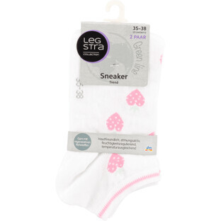 Legstra Tennis socks trend white with heart pattern, 2 pcs