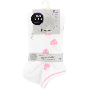 Legstra White trend sneakers socks with heart pattern, 2 pcs