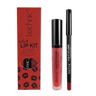 Lipstick and lip pencil set, Technic, Velvet Lip Kit, Vintage Red