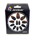 Set of 12 false nails with matte appearance, Janelove, Matte, Black