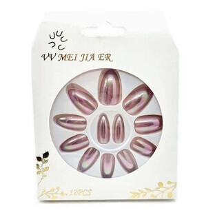Set de 12 faux ongles en miroir, VV Meijiaer, Lilas