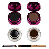 Eyebrow Kit, Kiss Beauty, Super Stay 24H, 2 Eyebrow Gel, 2 Eyeshadow, Brush, Black-Brown
