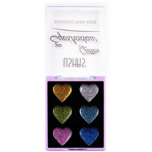 Paleta de maquillaje con purpurina, Ushas, 6 colores, 02, 9 g