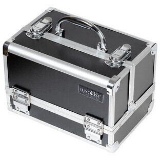 Luxorise Neceser de Maquillaje, Aluminio, con Espejo, Negro
