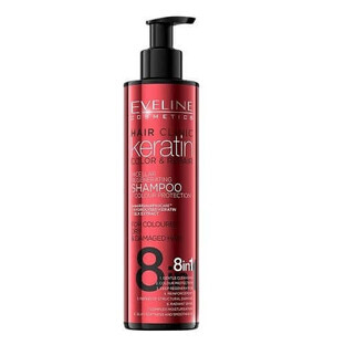 Keratine Regenererende Shampoo, Eveline Cosmetics, 8 in 1 Haarkliniek Keratine, Kleurherstel, 245 ml