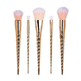 Set de 5 brochas de maquillaje, Maquillaje, Unicornio, Oro rosa