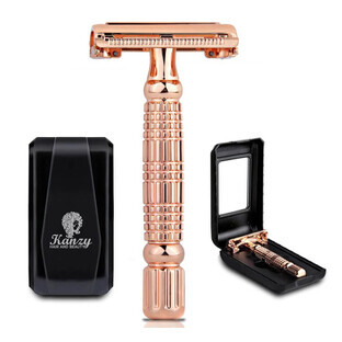Kanzy, Maquinilla de afeitar de acero inoxidable para hombres y mujeres con estuche de viaje, 1 ud.