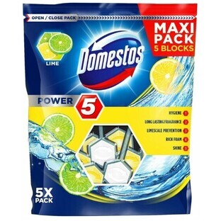 Domestos Power 5, bretelle WC Lime, 5 pezzi
