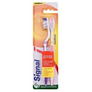 Signal Cepillo dental antiplaca mediano, 2 piezas