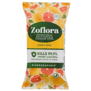 Zoflora, Lemon Zing, Lingettes désinfectantes, 70 pièces