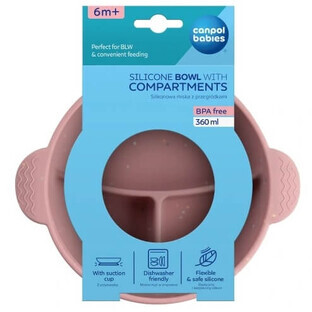 Canpol Babies Ciotola in silicone a 3 scomparti 51/403 rosa 360ml, 6m+