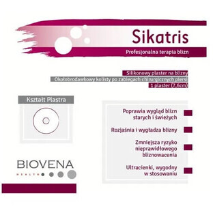 Sikatris, cerotto in silicone per cicatrici, circolare pervinca 7,6 cm, 5 pz - A lungo termine!