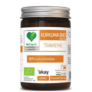 BeOrganic, Cúrcuma BIO 90% 500 mg, 50 cápsulas