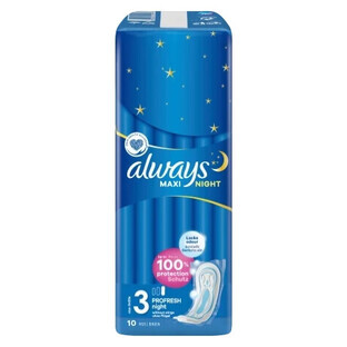Always, Maxi night, Compresas higiénicas, 10 unidades
